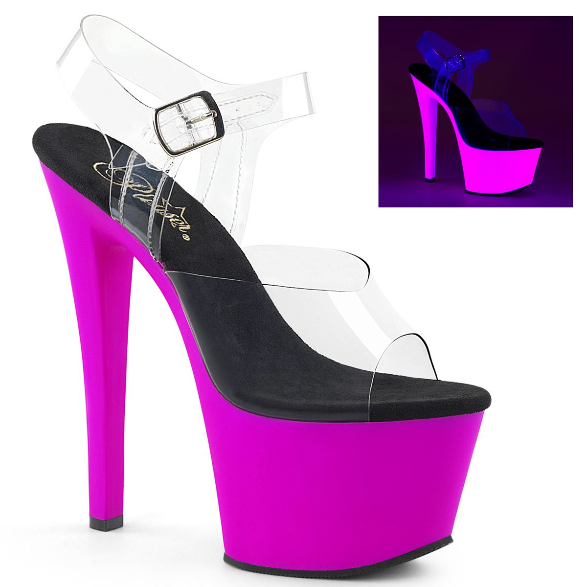 SKY-308UV Svítící fialové sexy sandály | SKY-308UV Pleaser