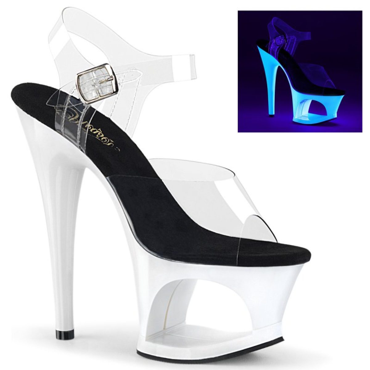 MOON-708UV Bílé svítící sexy boty | MOON-708UV Pleaser