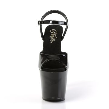RADIANT-709 Černé sexy sandály Pleaser - přední pohled RADIANT-709 Černé sexy sandály Pleaser - přední pohled