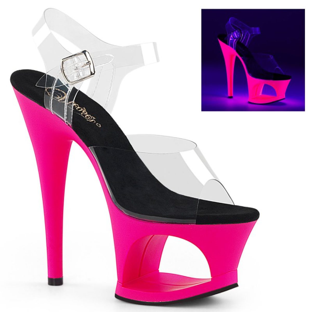 MOON-708UV Svítící růžové boty | MOON-708UV Pleaser