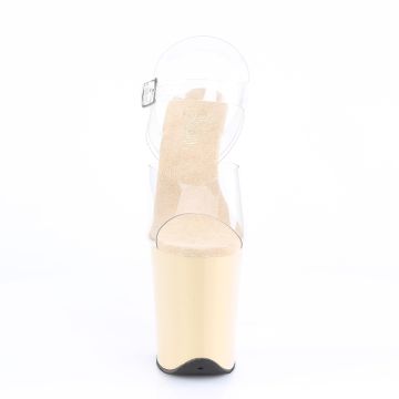 FLAMINGO-808 Krémové sexy sandály Pleaser - přední pohled FLAMINGO-808 Krémové sexy sandály Pleaser - přední pohled