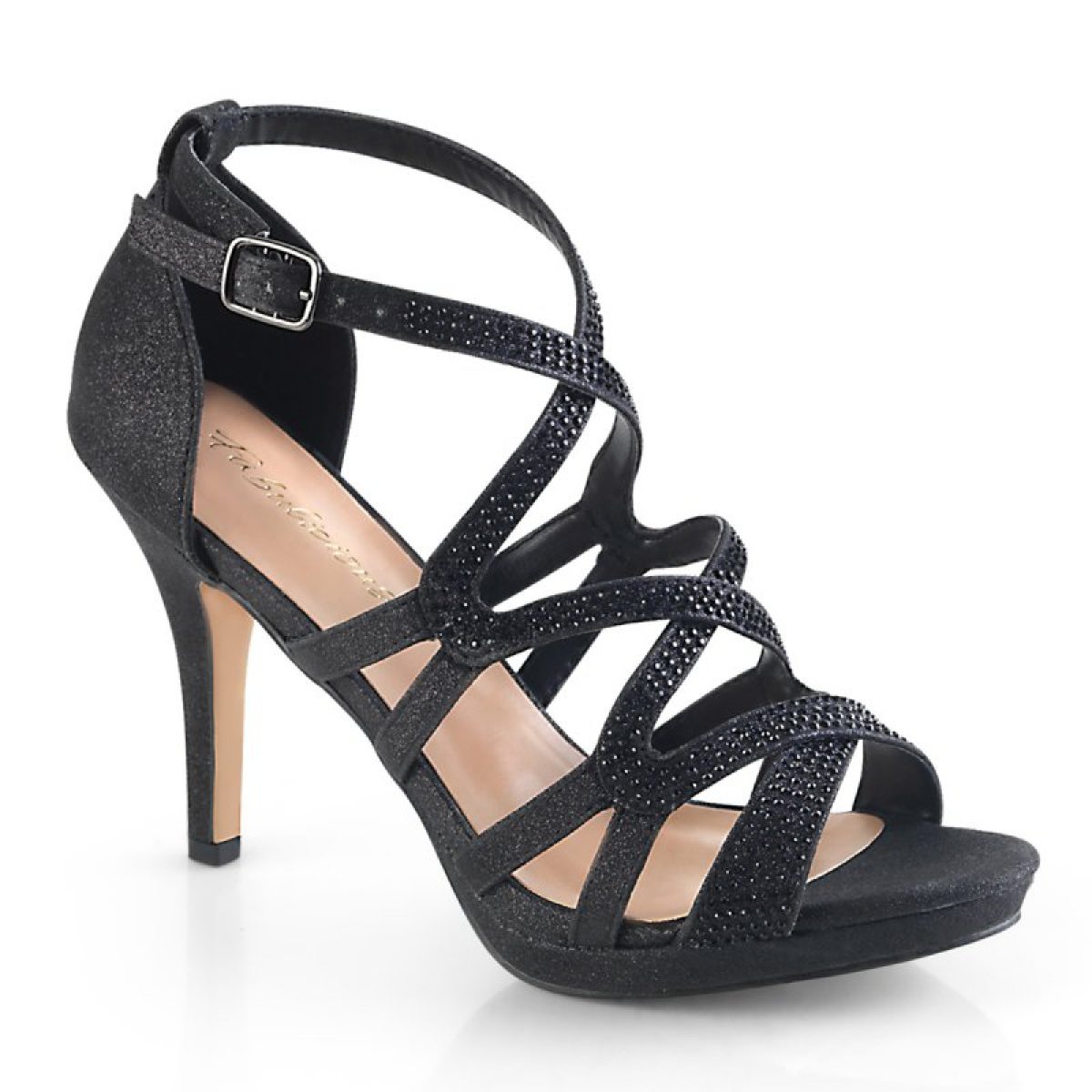 DAPHNE-42 Černé společenské sandály | DAPHNE-42 Pleaser