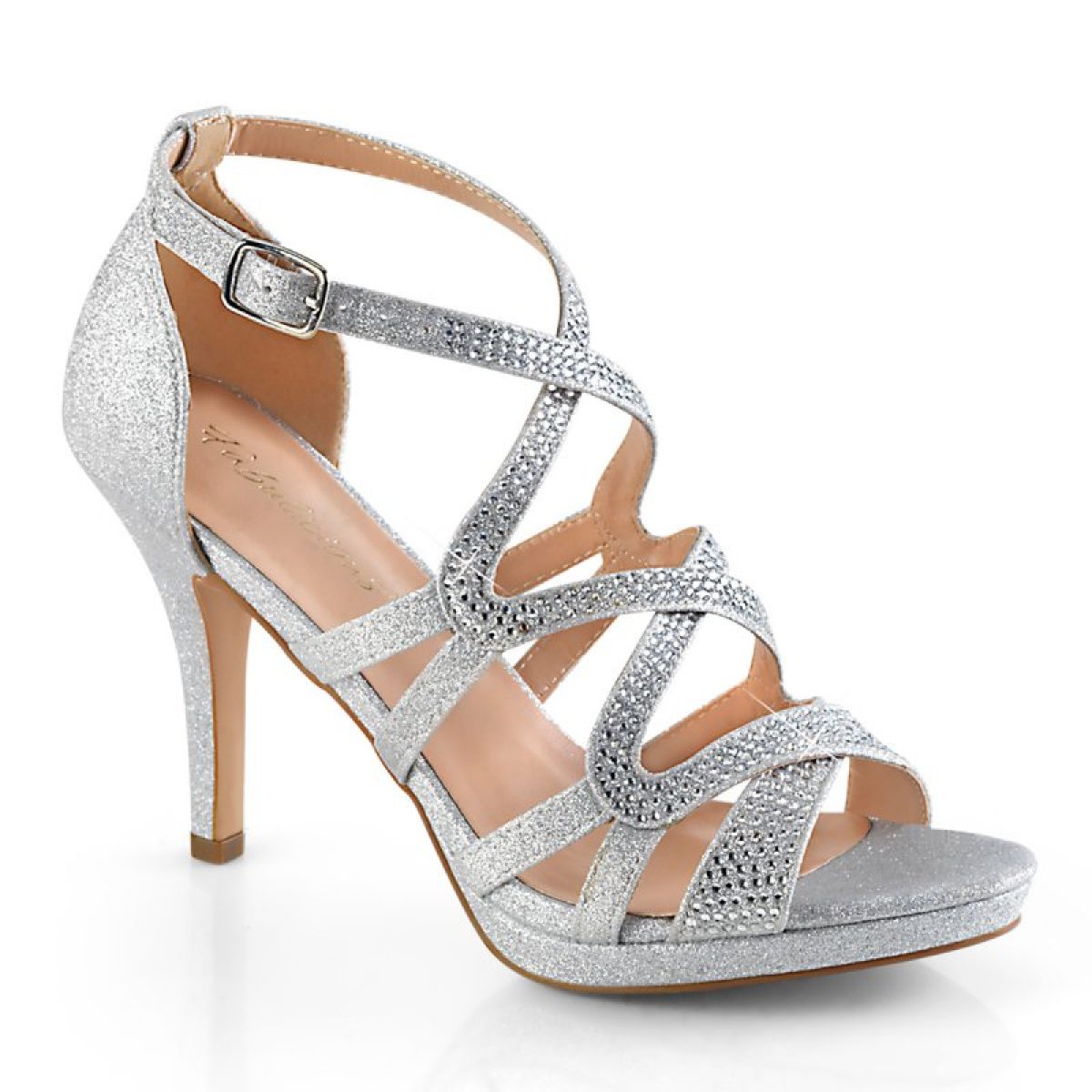 DAPHNE-42 Stříbrné společenské sandály | DAPHNE-42 Fabulicious