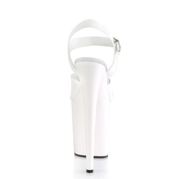 FLAMINGO-808N Bílé sexy boty Pleaser - zadní pohled