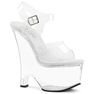 BEAU-608 Průhledné sexy boty na klínku Pleaser