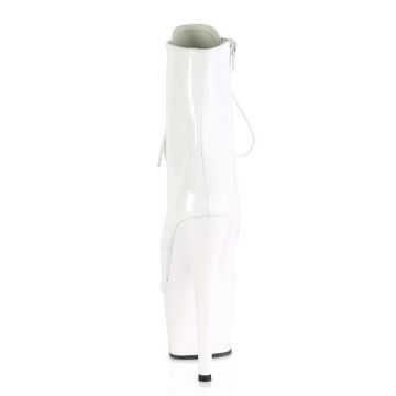 ADORE-1020 Bílé kotníkové kozačky Pleaser - zadní pohled ADORE-1020 Bílé kotníkové kozačky Pleaser - zadní pohled