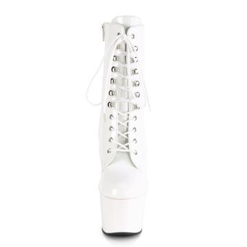 ADORE-1020 Bílé kotníkové kozačky Pleaser - přední pohled ADORE-1020 Bílé kotníkové kozačky Pleaser - přední pohled