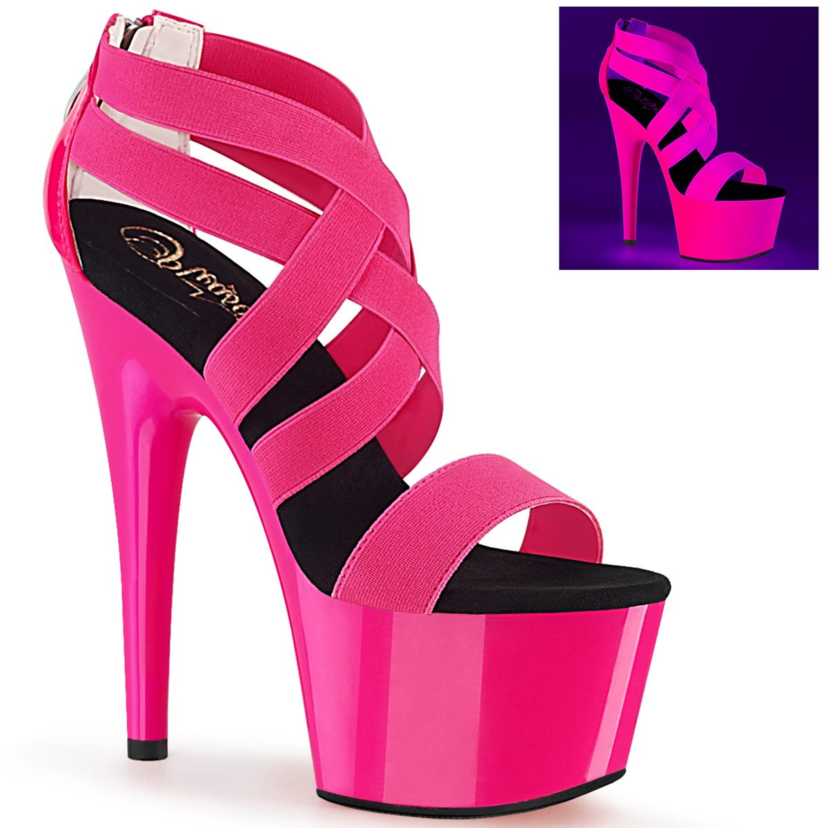 ADORE-769UV Růžové svítící páskové boty | ADORE-769UV Pleaser ADORE-769UV Růžové svítící páskové boty | ADORE-769UV Pleaser