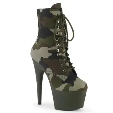 ADORE-1020CAMO Armádní kamufláž kozačky Pleaser