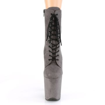 FLAMINGO-1020FS Šedivé taneční kotníčkové kozačky Pleaser - přední pohled FLAMINGO-1020FS Šedivé taneční kotníčkové kozačky Pleaser - přední pohled