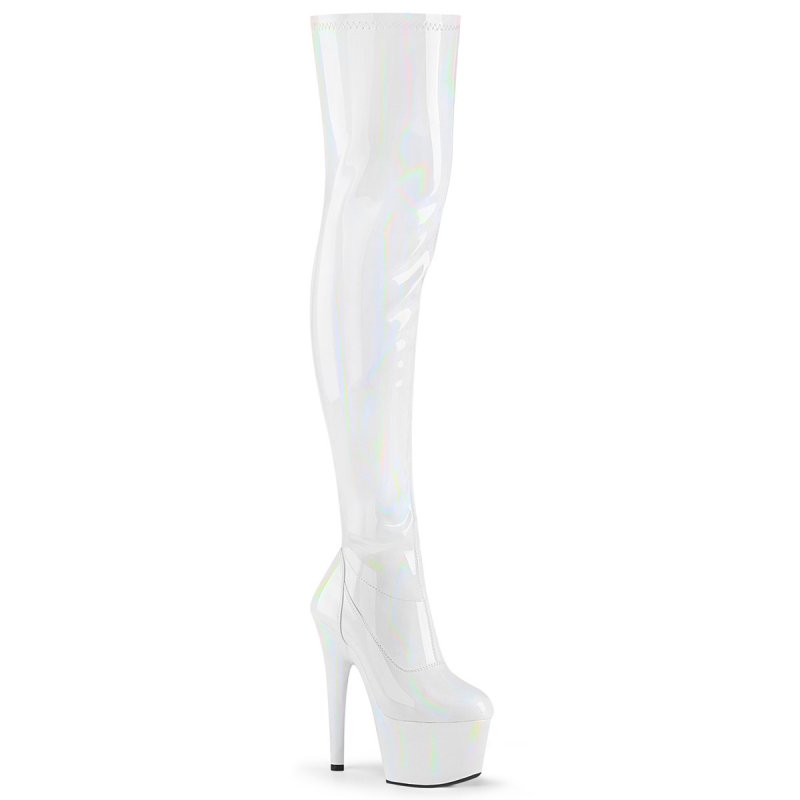 ADORE-3000HWR Bílé sexy kozačky Pleaser