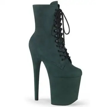 FLAMINGO-1020FS Sexy zelené semišové kozačky