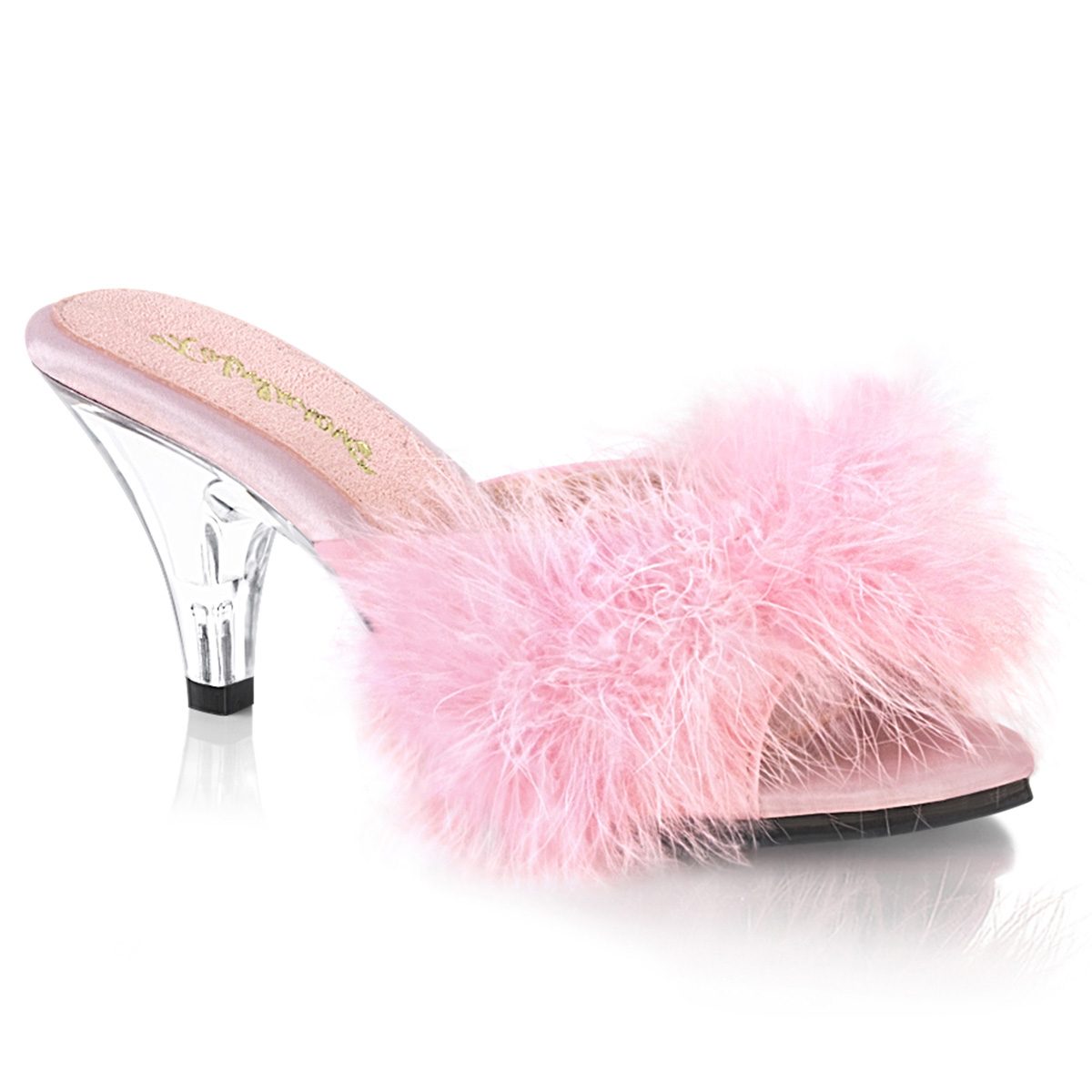 BELLE-301F Růžové pantofle s chmýřím | BELLE-301F Fabulicious