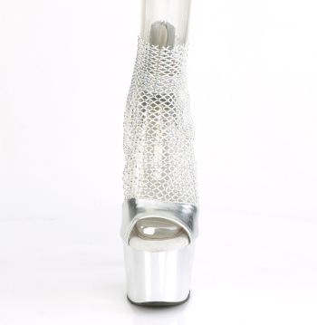 ADORE-765RM Stříbrné sexy boty Pleaser - přední pohled ADORE-765RM Stříbrné sexy boty Pleaser - přední pohled