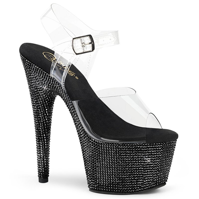BEJEWELED-708DM Černé luxusní sandály Pleaser