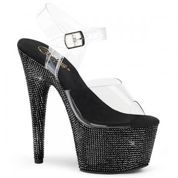 na platformě BEJEWELED-708DM Černé luxusní sandály Pleaser