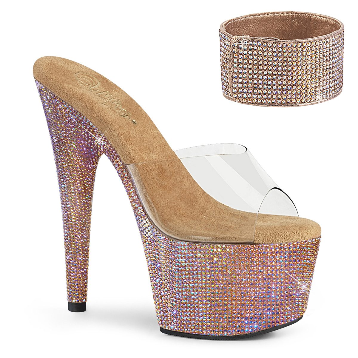 BEJEWELED-712RS Luxusní zlaté pantofle | BEJEWELED-712RS Pleaser