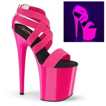 FLAMINGO-869UV Růžové svítící sexy boty
