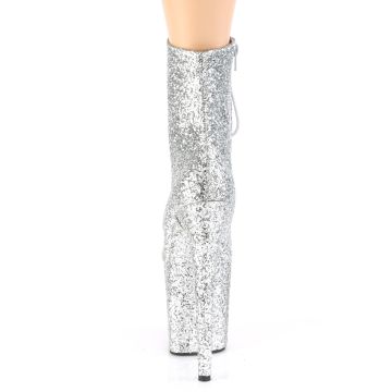 FLAMINGO-1020GWR Stříbrné sexy kozačky Pleaser - zadní pohled