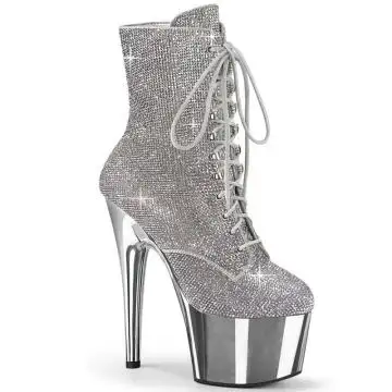 ADORE-1020CHRS Luxusní stříbrné kozačky