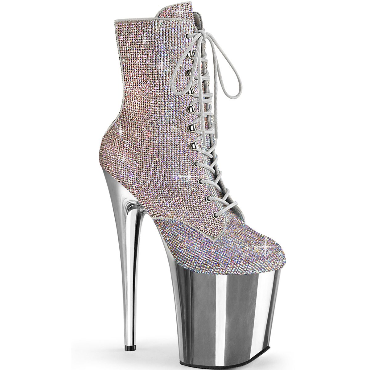 FLAMINGO-1020CHRS Stříbrné sexy kozačky | FLAMINGO-1020CHRS Pleaser