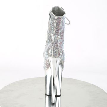 FLAMINGO-1020CHRS Stříbrné sexy kozačky Pleaser - zadní pohled