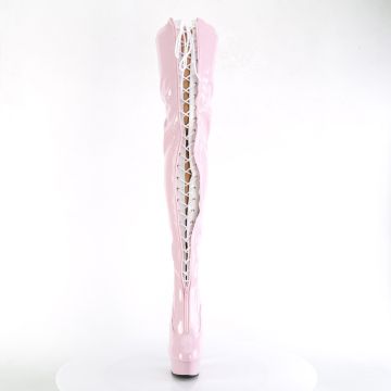 DELIGHT-3027 Růžové sexy kozačky Pleaser - přední pohled DELIGHT-3027 Růžové sexy kozačky Pleaser - přední pohled