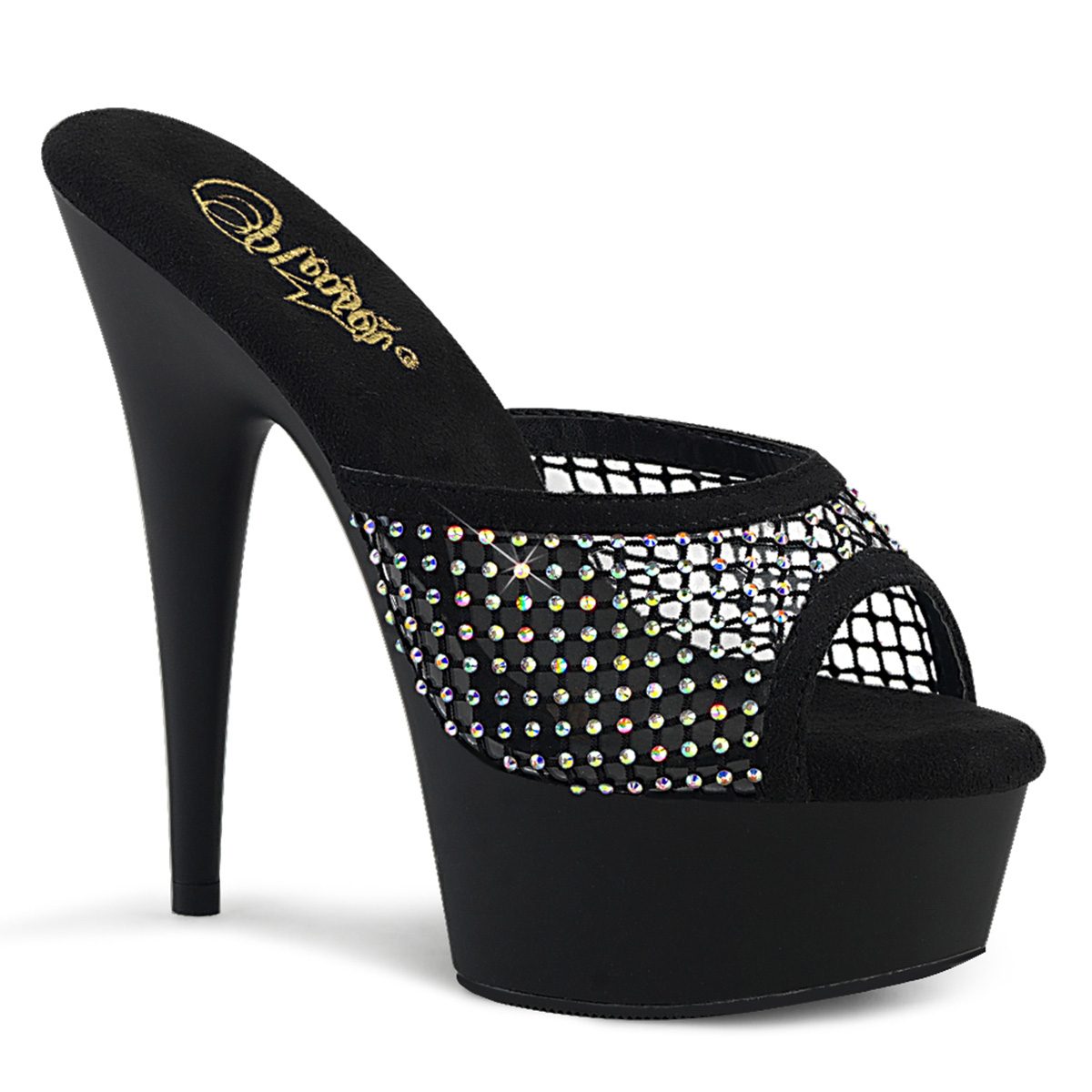 DELIGHT-601-6RM Černé sexy pantofle | DELIGHT-601-6RM Pleaser
