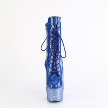 BEJEWELED-1020-7 Modré kotníkové kozačky Pleaser Pleaser - přední pohled BEJEWELED-1020-7 Modré kotníkové kozačky Pleaser Pleaser - přední pohled