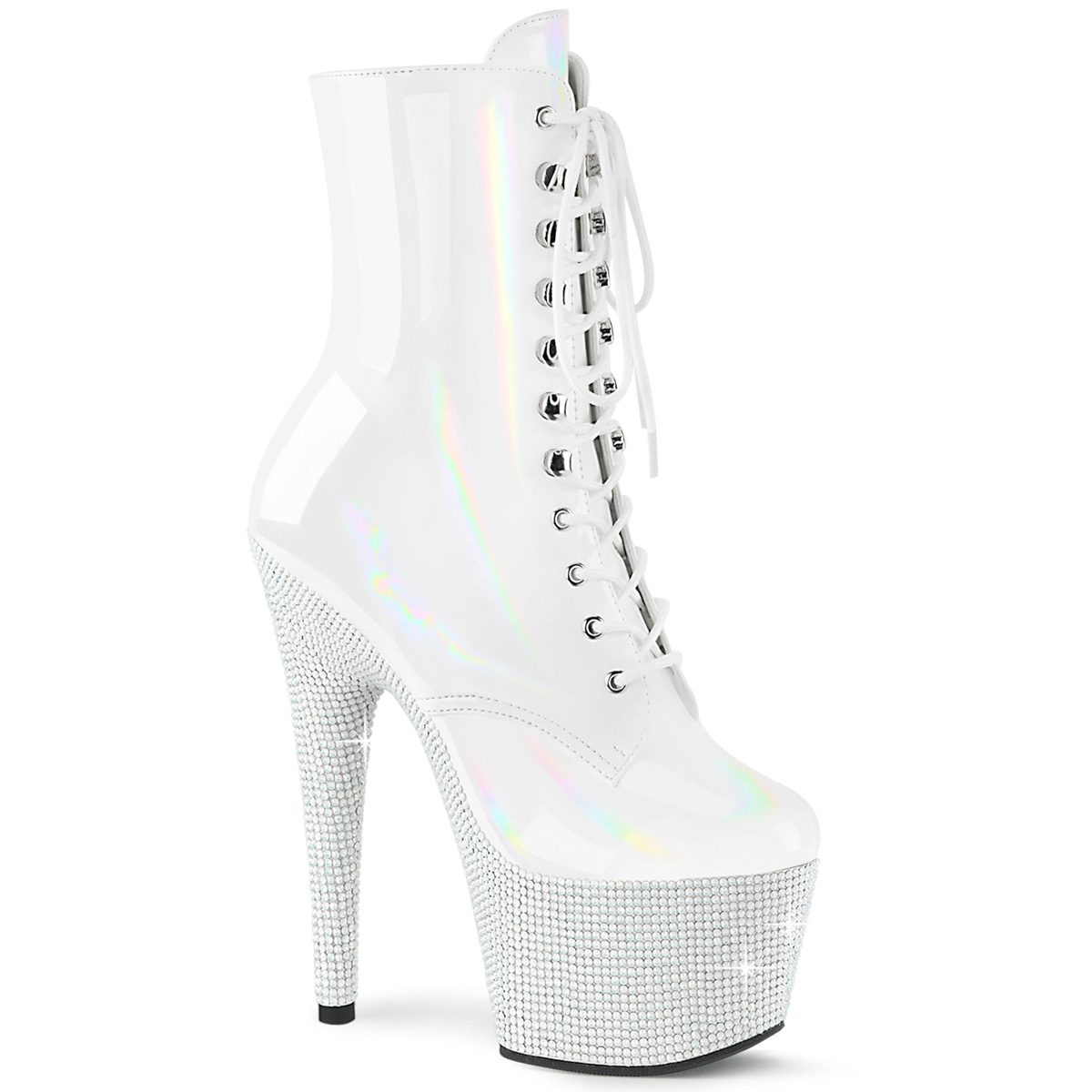 BEJEWELED-1020-7 Bílé kotníčkové kozačky | BEJEWELED-1020-7 Pleaser BEJEWELED-1020-7 Bílé kotníčkové kozačky | BEJEWELED-1020-7 Pleaser