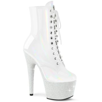 BEJEWELED-1020-7 Bílé kotníčkové kozačky Pleaser BEJEWELED-1020-7 Bílé kotníčkové kozačky Pleaser