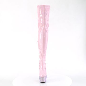 BEJEWELED-3000-7 Růžové erotické kozačky Pleaser - přední pohled BEJEWELED-3000-7 Růžové erotické kozačky Pleaser - přední pohled