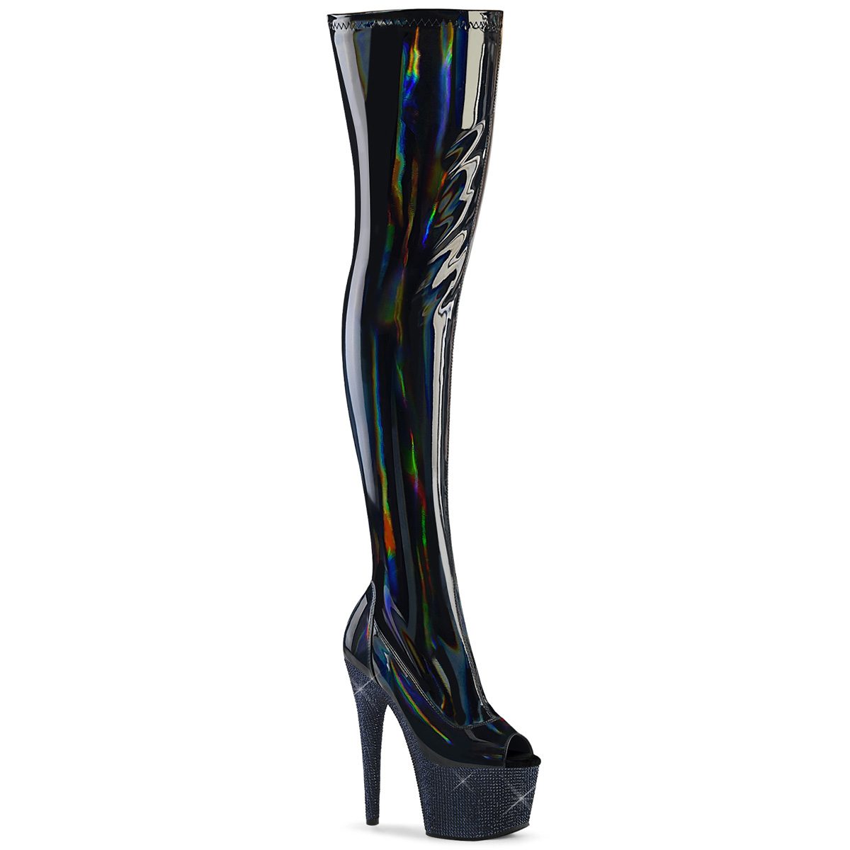 BEJEWELED-3011-7 Černé erotické kozačky | BEJEWELED-3011-7 Pleaser