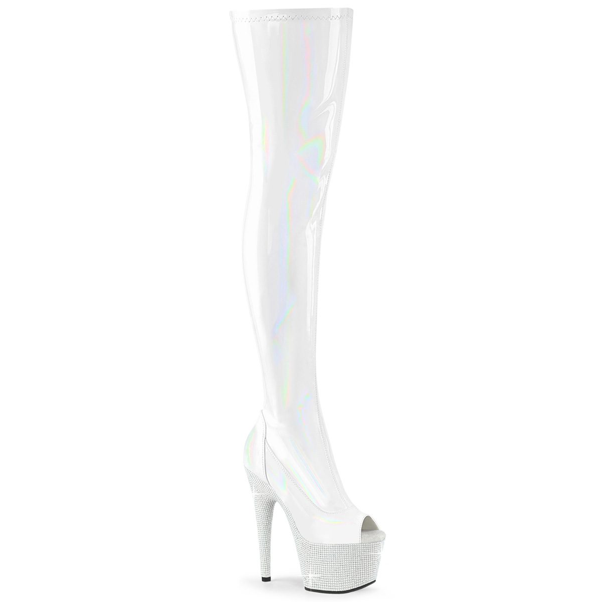 BEJEWELED-3011-7 Bílé erotické kozačky | BEJEWELED-3011-7 Pleaser