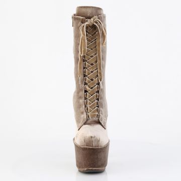 ADORE-1045VEL Khaki taneční kozačky Pleaser - přední pohled ADORE-1045VEL Khaki taneční kozačky Pleaser - přední pohled