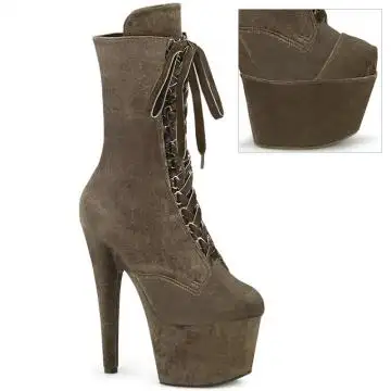 ADORE-1045VEL Khaki taneční kozačky