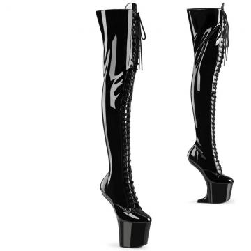 CRAZE-3023 Černé erotické kozačky Pleaser