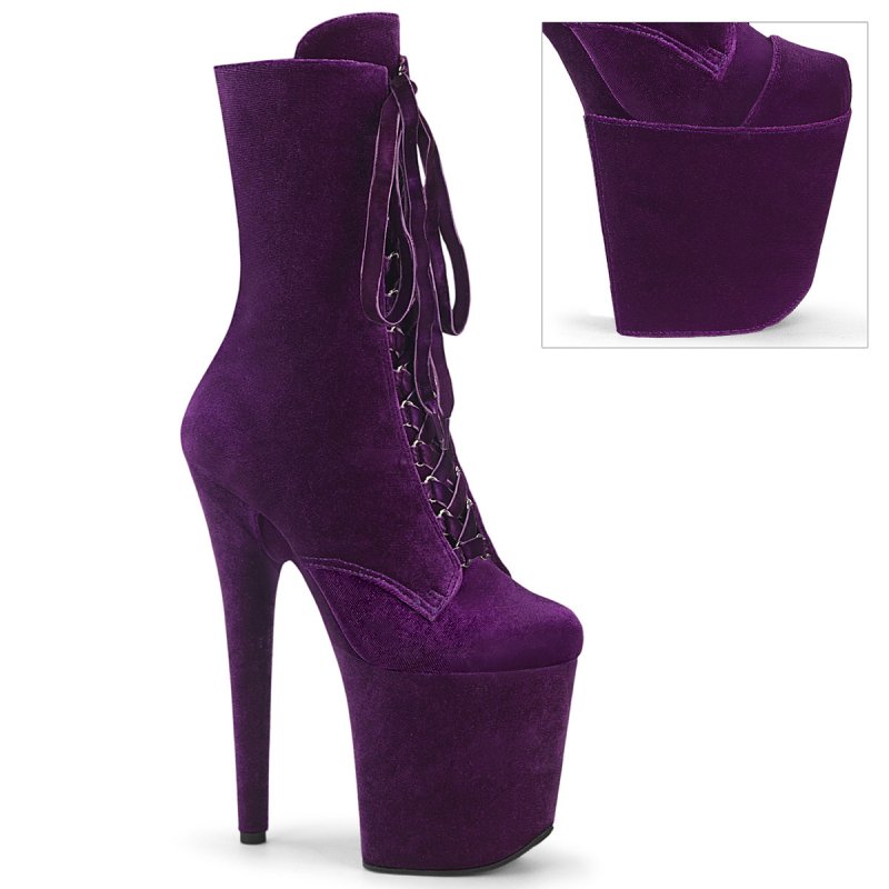 FLAMINGO-1045VEL Fialové kozačky Pleaser