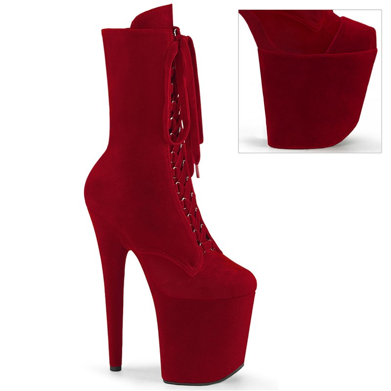 FLAMINGO-1045VEL Červené kozačky Pleaser
