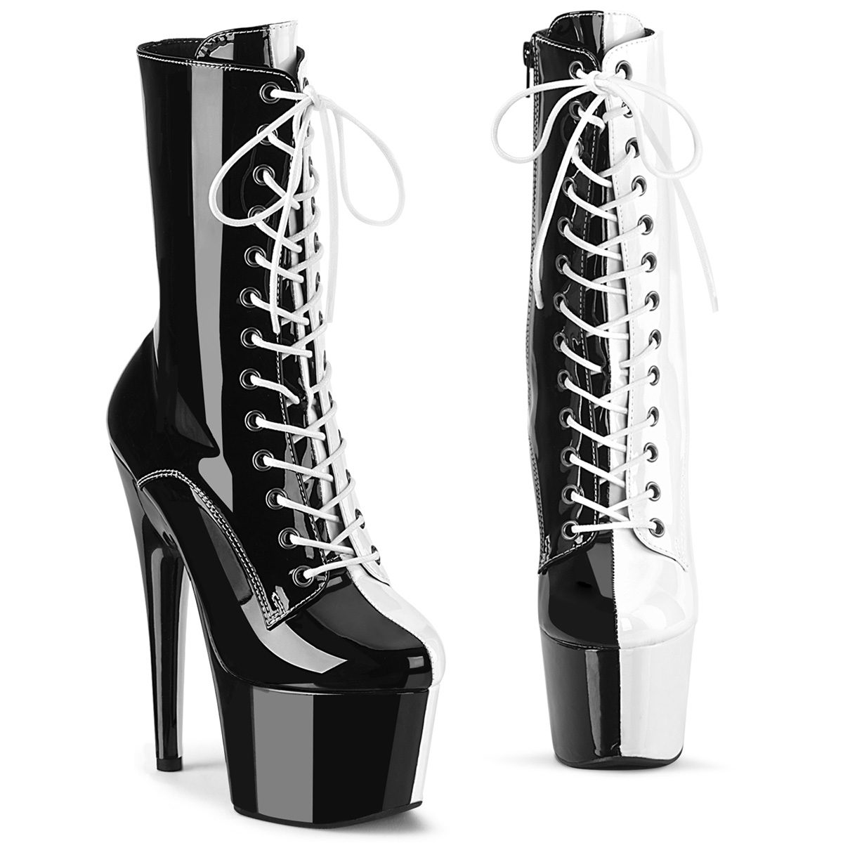 ADORE-1040TT Taneční černo bílé kozačky | ADORE-1040TT Pleaser