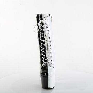 ADORE-1040TT Taneční černo bílé kozačky Pleaser - přední pohled ADORE-1040TT Taneční černo bílé kozačky Pleaser - přední pohled