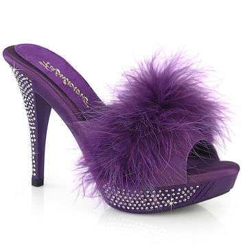 Pantofle na erotiku ELEGANT-401F Fialové s chmýřím Fabulicious