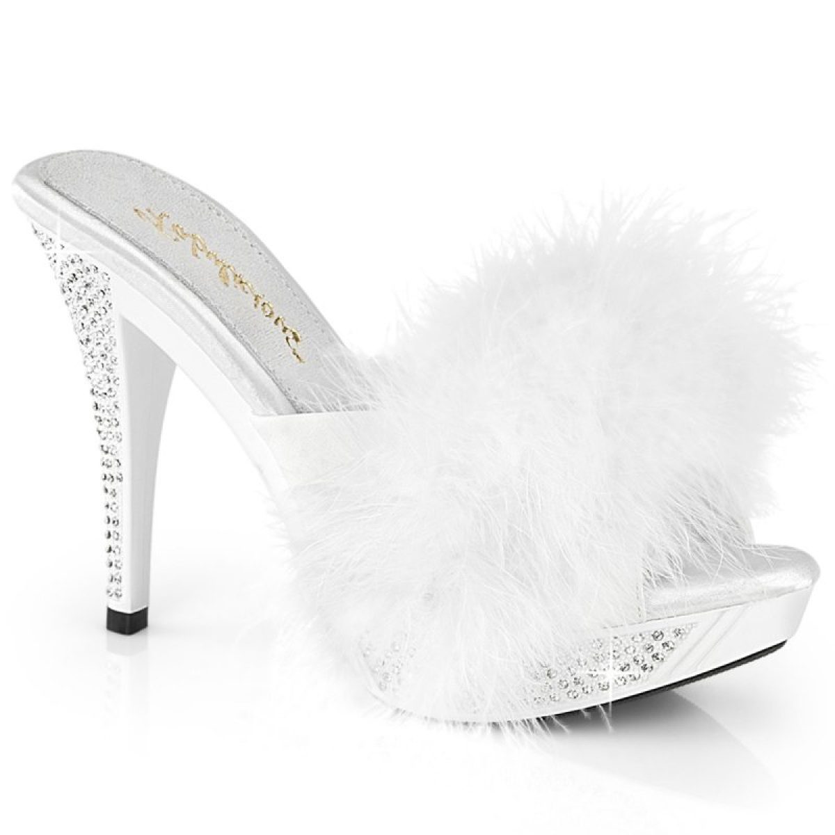 ELEGANT-401F Bílé pantofle s chmýřím | ELEGANT-401F Fabulicious