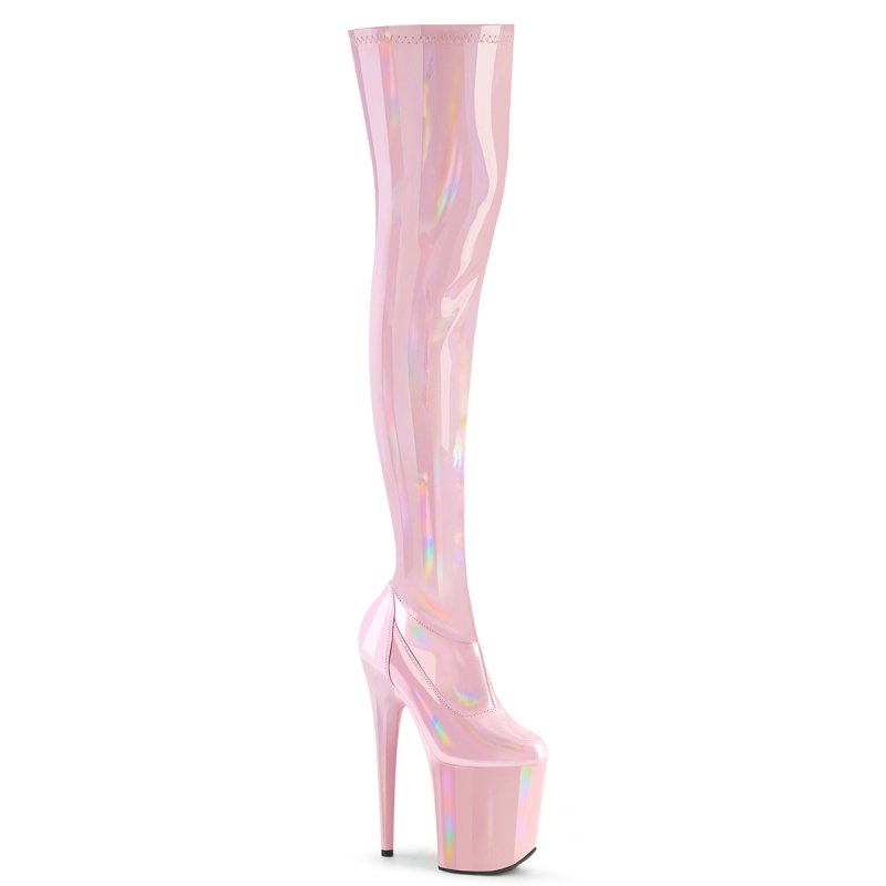 FLAMINGO-3000HWR Růžové sexy stehenní kozačky