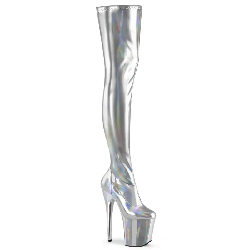 FLAMINGO-3000HWR Stříbrné sexy kozačky