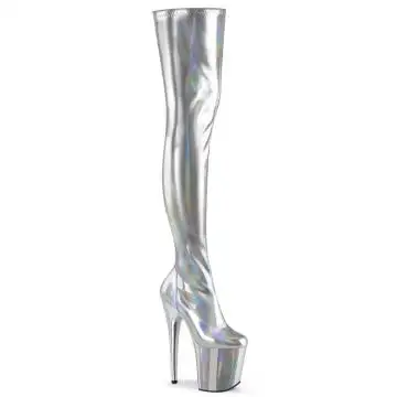 FLAMINGO-3000HWR Stříbrné sexy kozačky