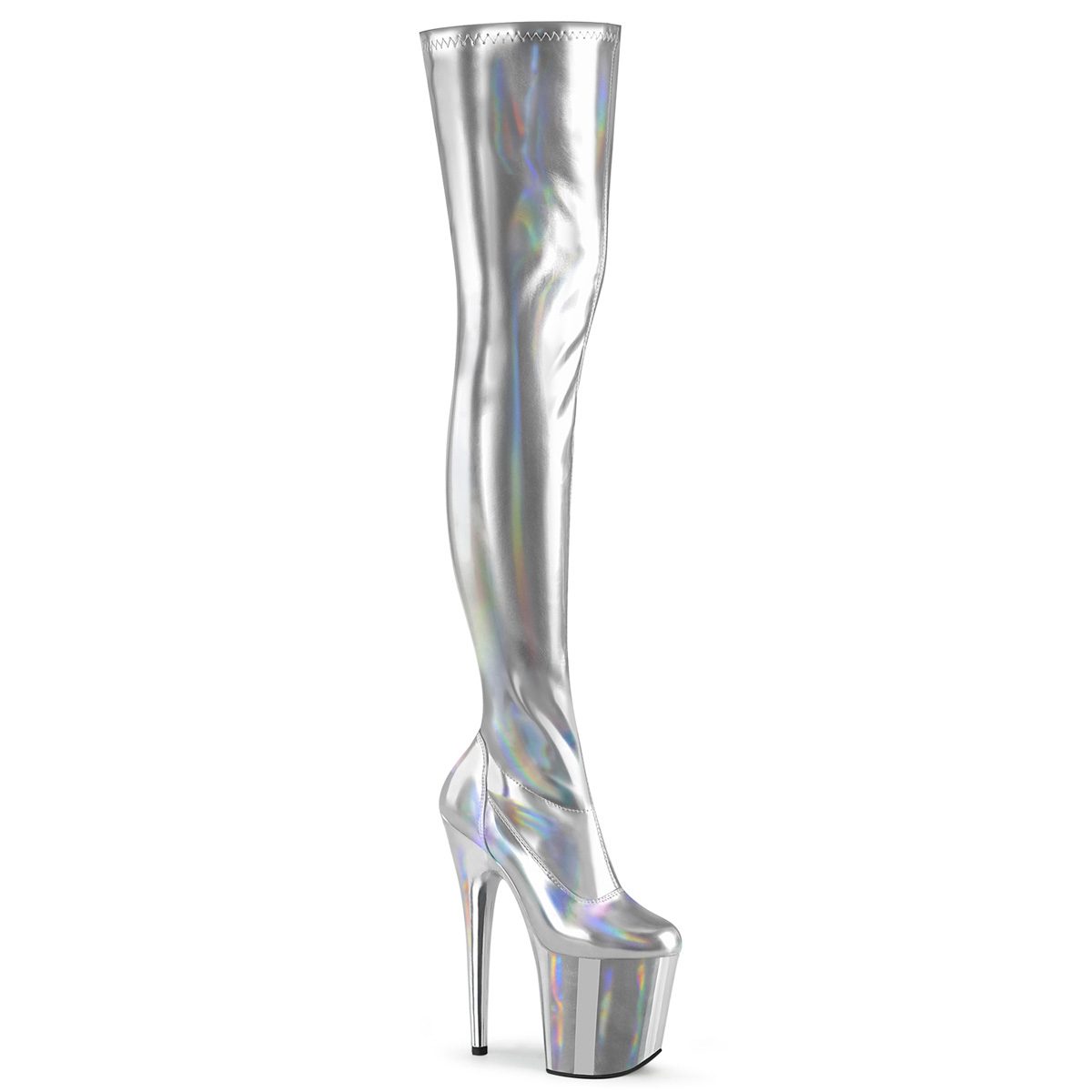 FLAMINGO-3000HWR Stříbrné sexy kozačky | FLAMINGO-3000HWR Pleaser