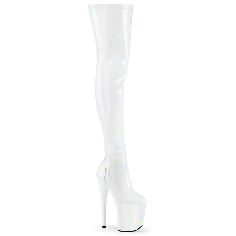 FLAMINGO-3000HWR Bílé sexy kozačky