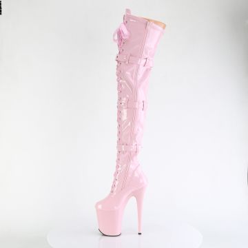 FLAMINGO-3028 Růžové sexy stehenní kozačky Pleaser - vnitřní pohled