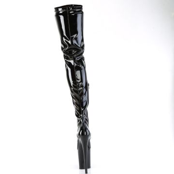 FLAMINGO-4000 Černé stehenní kozačky Pleaser - zadní pohled FLAMINGO-4000 Černé stehenní kozačky Pleaser - zadní pohled